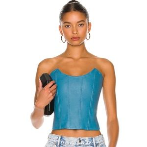 Leia Faux Leather Corset in Teal